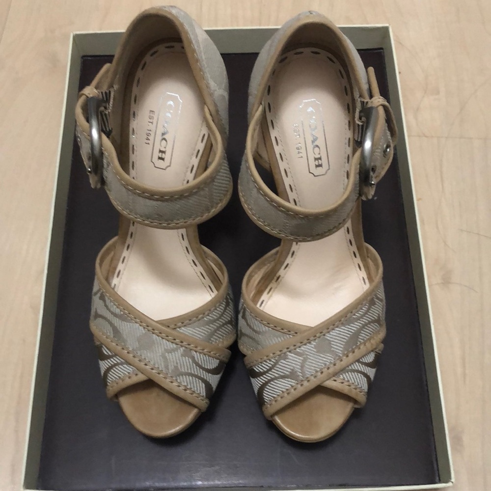 Coach cream/white platform heels